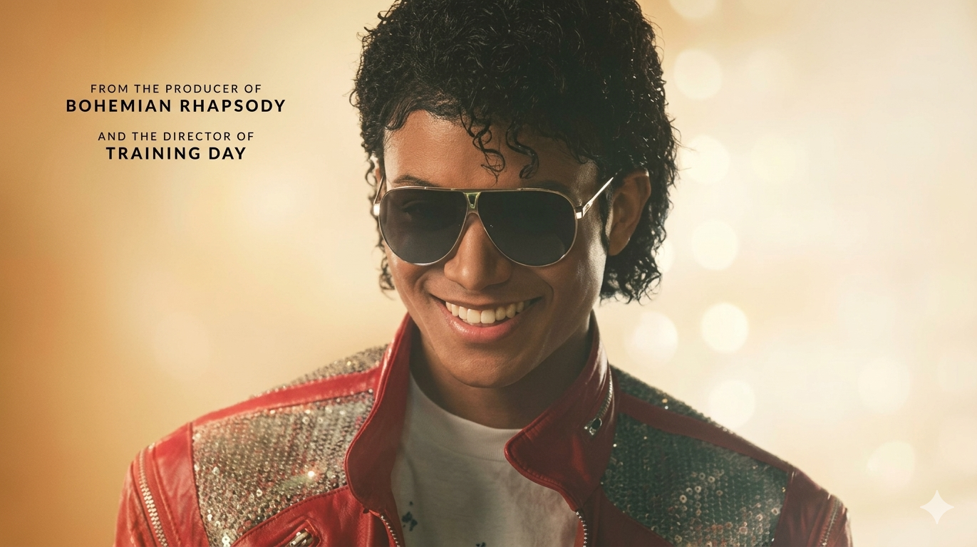 Michael 2026 movie first look showing Jaafar Jackson as Michael Jackson in the upcoming Michael Jackson biopic